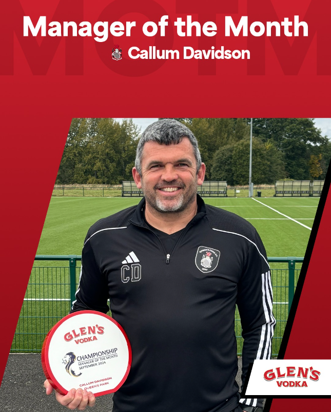 Callum Davidson Named Championship Manager of the Month for September 2024