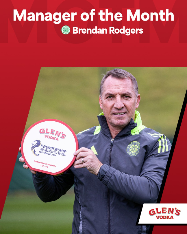 Brendan Rogers Named Premiership Manager of the Month for September 2024