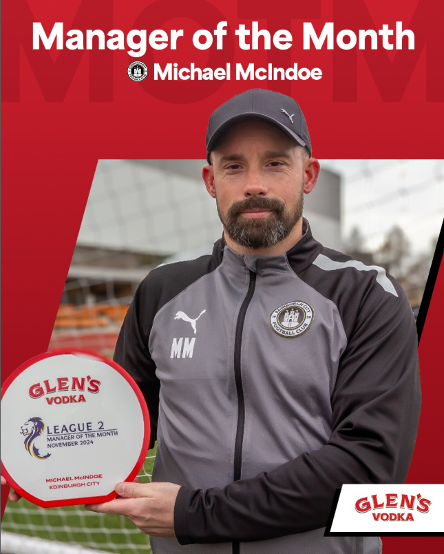 Michael McIndoe Named League Two Manager of the Month for November 2024