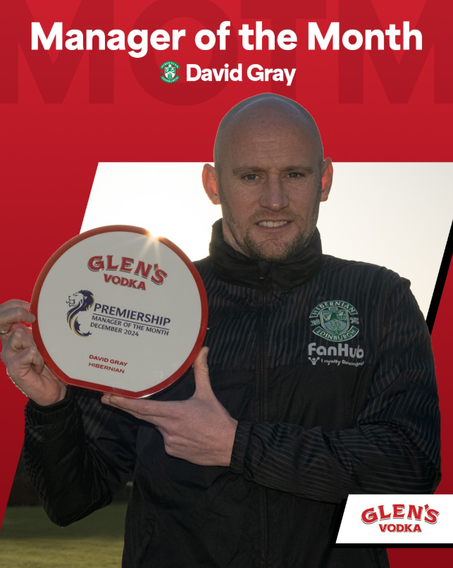 David Gray Named Premiership Manager of the Month for December 2024